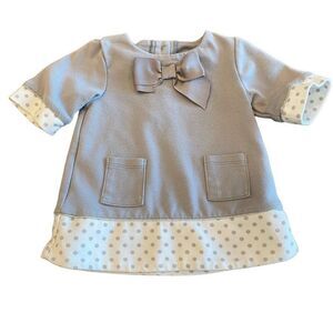 Jillian’s Closet Gray Dress Polka Dot Trim Infant Size 6-9 Months